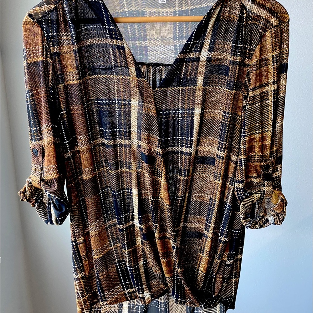 Sheer Plaid Blouse